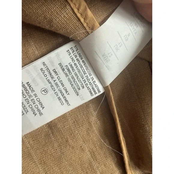 Nicholas Women US 8 Oversized Linen Blazer Charlee Camel Brown Tan Pinstripe